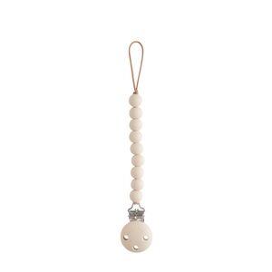 MUSHIE Hera Wooden and Silicone Bead Pacifier Clip - Cream/Beige